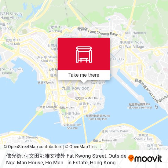 佛光街, 何文田邨雅文樓外 Fat Kwong Street, Outside Nga Man House, Ho Man Tin Estate map