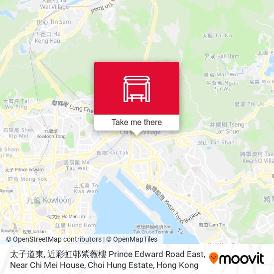 太子道東, 近彩虹邨紫薇樓 Prince Edward Road East, Near Chi Mei House, Choi Hung Estate map