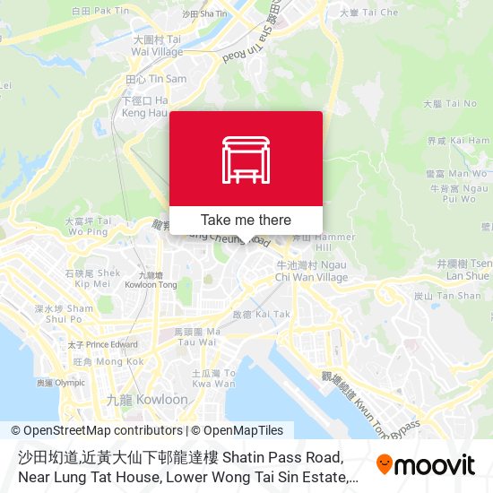 沙田㘭道,近黃大仙下邨龍達樓 Shatin Pass Road, Near Lung Tat House, Lower Wong Tai Sin Estate map