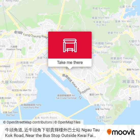 ⽜頭⾓道, 近⽜頭⾓下邨貴輝樓外巴⼠站 Ngau Tau Kok Road, Near the Bus Stop Outside Kwai Fai House, Lower Ngau Tau Kok Estate map