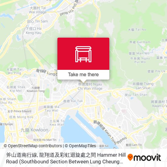 斧山道南行線, 龍翔道及彩虹迴旋處之間 Hammer Hill Road (Southbound Section Between Lung Cheung Road And Choi Hung Roundabout) map