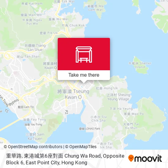 重華路, 東港城第6座對面 Chung Wa Road, Opposite Block 6, East Point City map