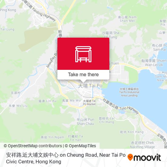 安祥路,近大埔文娛中心 on Cheung Road, Near Tai Po Civic Centre map