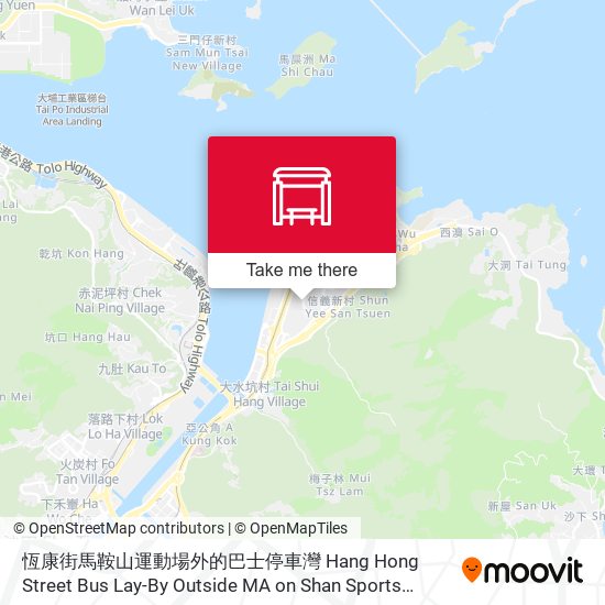 恆康街馬鞍山運動場外的巴士停車灣 Hang Hong Street Bus Lay-By Outside MA on Shan Sports Ground map