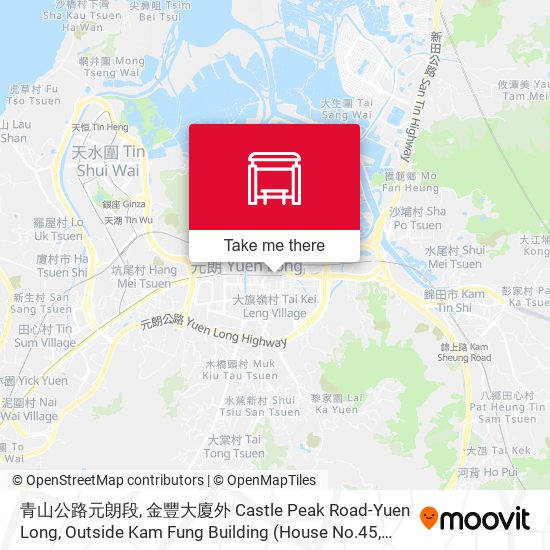 青山公路元朗段, 金豐大廈外 Castle Peak Road-Yuen Long, Outside Kam Fung Building (House No.45, Near Kut Ting Street) map