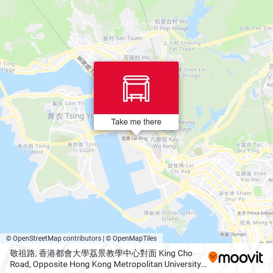 敬祖路, 香港都會大學荔景教學中心對面  King Cho Road, Opposite Hong Kong Metropolitan University Lai King Learning Centre地圖