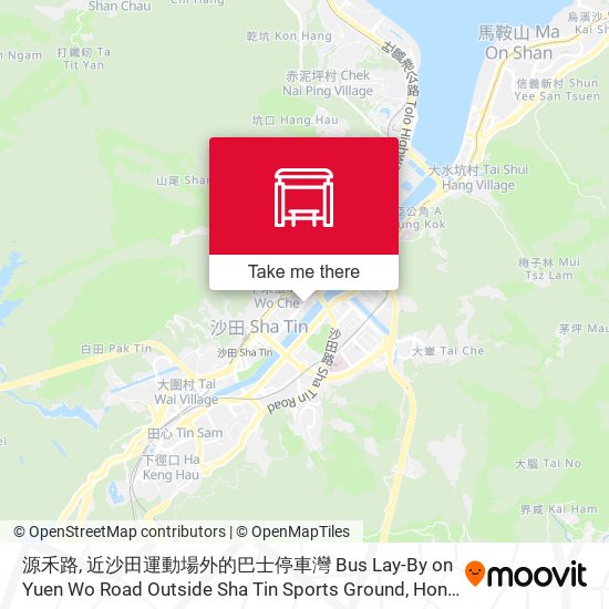 源禾路, 近沙田運動場外的巴士停車灣 Bus Lay-By on Yuen Wo Road Outside Sha Tin Sports Ground map