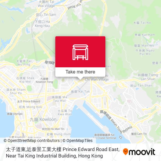 太子道東,近泰景工業大樓 Prince Edward Road East, Near Tai King Industrial Building map
