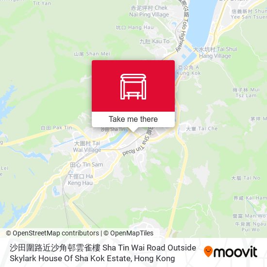 沙田圍路近沙角邨雲雀樓 Sha Tin Wai Road Outside Skylark House Of Sha Kok Estate map