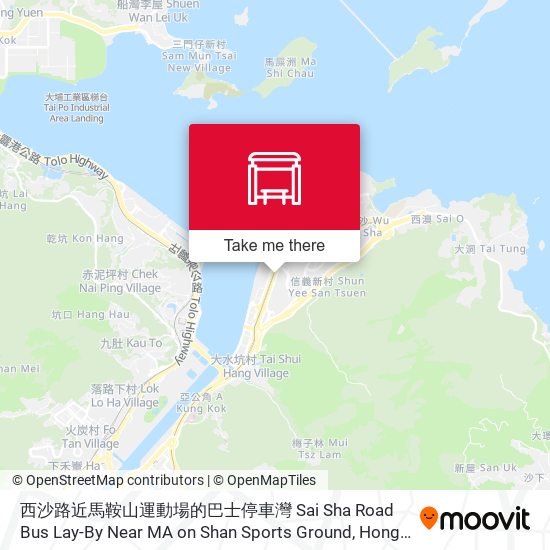 西沙路近馬鞍山運動場的巴士停車灣 Sai Sha Road Bus Lay-By Near MA on Shan Sports Ground map