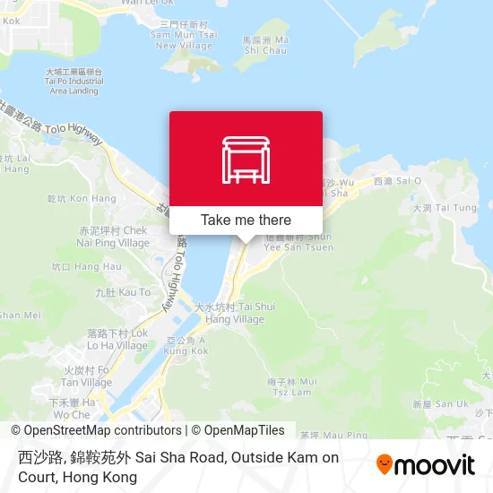 西沙路, 錦鞍苑外 Sai Sha Road, Outside Kam on Court map