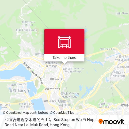 和宜合道近梨木道的巴士站 Bus Stop on Wo Yi Hop Road Near Lei Muk Road map