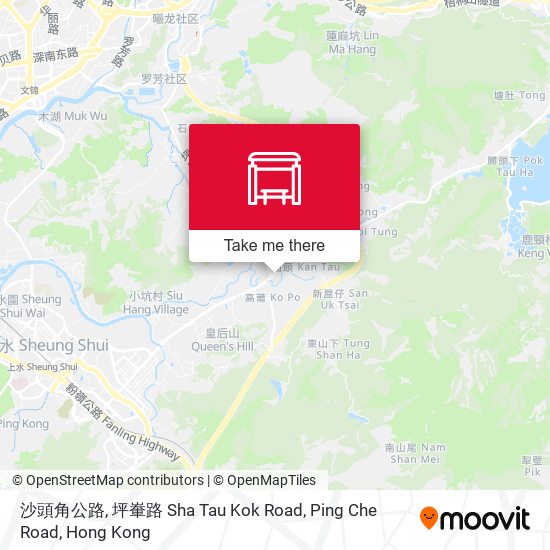 沙頭角公路, 坪輋路 Sha Tau Kok Road, Ping Che Road map