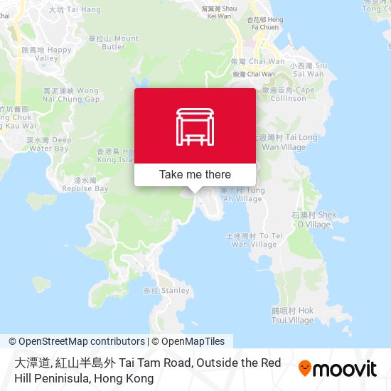 大潭道, 紅山半島外 Tai Tam Road, Outside the Red Hill Peninisula map