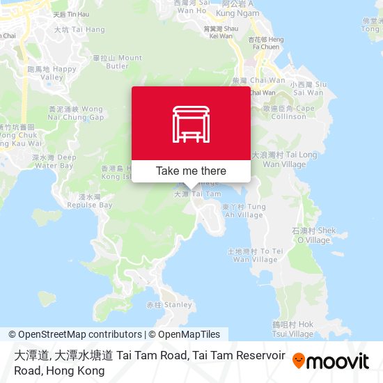 大潭道, 大潭水塘道 Tai Tam Road, Tai Tam Reservoir Road map