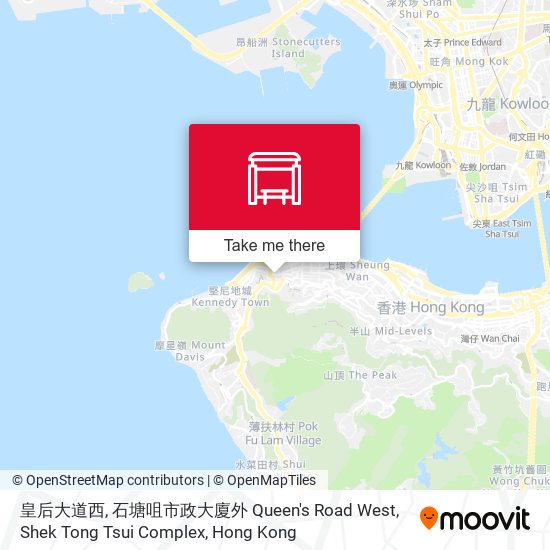 皇后大道西, 石塘咀市政大廈外 Queen's Road West, Shek Tong Tsui Complex map
