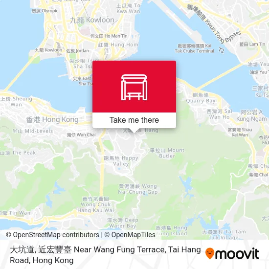 大坑道, 近宏豐臺 Near Wang Fung Terrace, Tai Hang Road map