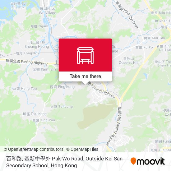 百和路, 基新中學外 Pak Wo Road, Outside Kei San Secondary School map