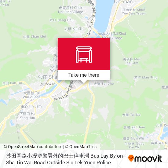 沙田圍路小瀝源警署外的巴士停車灣 Bus Lay-By on Sha Tin Wai Road Outside Siu Lek Yuen Police Station map