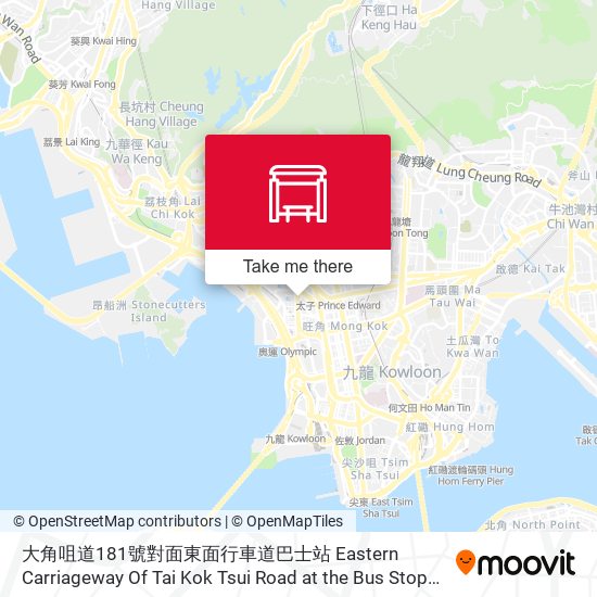 大角咀道181號對面東面行車道巴士站 Eastern Carriageway Of Tai Kok Tsui Road at the Bus Stop Opposite To House No. 181 map