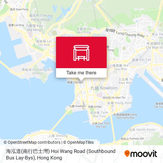 海泓道(南行巴士灣) Hoi Wang Road (Southbound Bus Lay-Bys) map