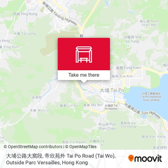 大埔公路大窩段, 帝欣苑外 Tai Po Road (Tai Wo), Outside Parc Versailles map
