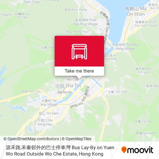 源禾路,禾輋邨外的巴士停車灣 Bus Lay-By on Yuen Wo Road Outside Wo Che Estate map