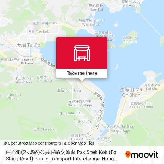 白石角(科城路)公共運輸交匯處 Pak Shek Kok (Fo Shing Road) Public Transport Interchange map