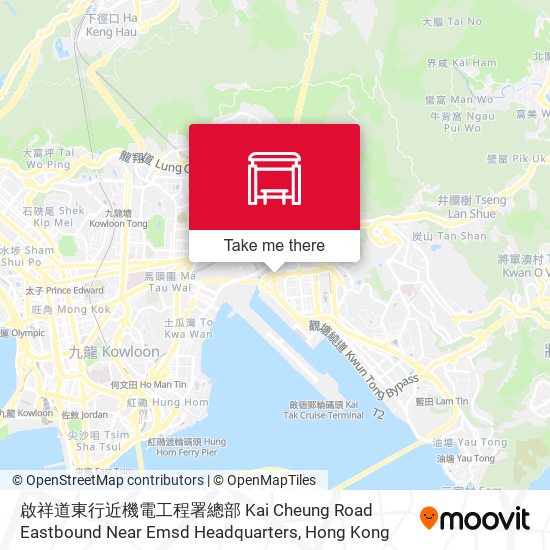啟祥道東行近機電工程署總部 Kai Cheung Road Eastbound Near Emsd Headquarters map