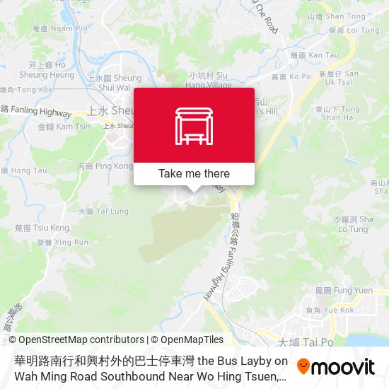 華明路南行和興村外的巴士停車灣 the Bus Layby on Wah Ming Road Southbound Near Wo Hing Tsuen map