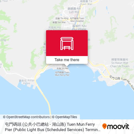 屯門碼頭 (公共小巴總站 - 湖山路) Tuen Mun Ferry Pier (Public Light Bus (Scheduled Services) Terminus on Wu Shan Road) map