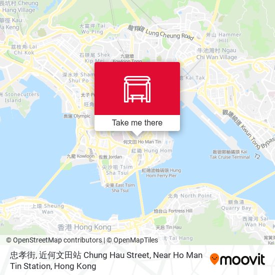 忠孝街, 近何文田站  Chung Hau Street, Near Ho Man Tin Station map