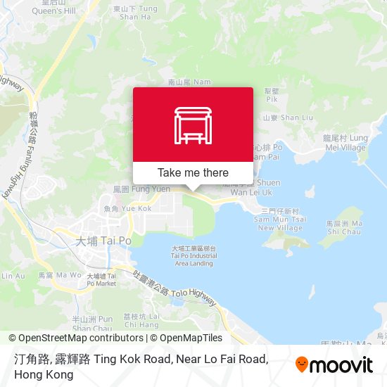 汀角路, 露輝路 Ting Kok Road, Near Lo Fai Road map