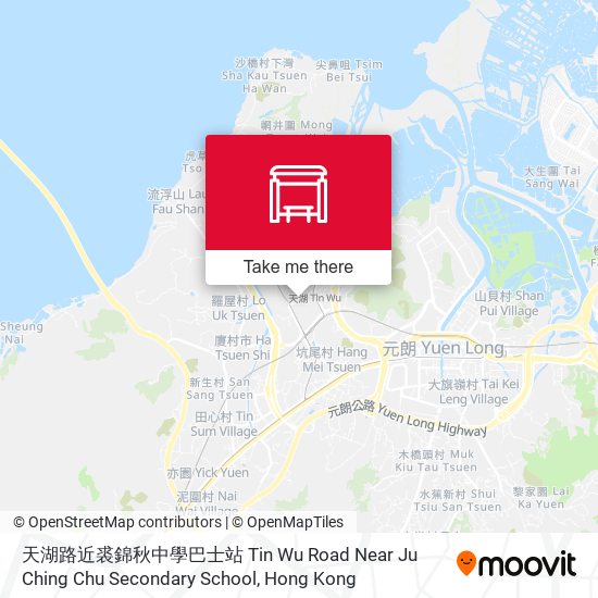 天湖路近裘錦秋中學巴士站 Tin Wu Road Near Ju Ching Chu Secondary School map