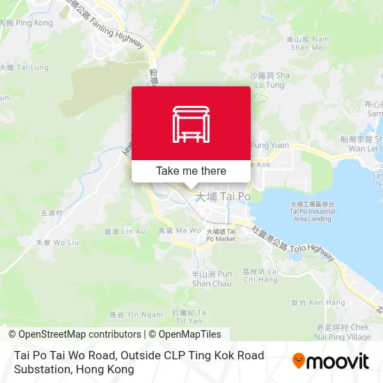 Tai Po Tai Wo Road, Outside CLP Ting Kok Road Substation map