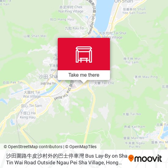 沙田圍路牛皮沙村外的巴士停車灣 Bus Lay-By on Sha Tin Wai Road Outside Ngau Pei Sha Village map