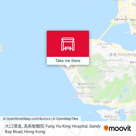 大口環道, 馮堯敬醫院 Fung Yiu King Hospital, Sandy Bay Road map