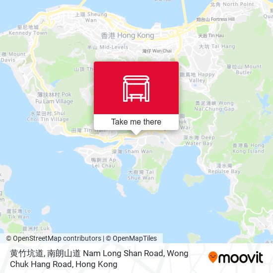 黄竹坑道, 南朗山道 Nam Long Shan Road, Wong Chuk Hang Road map