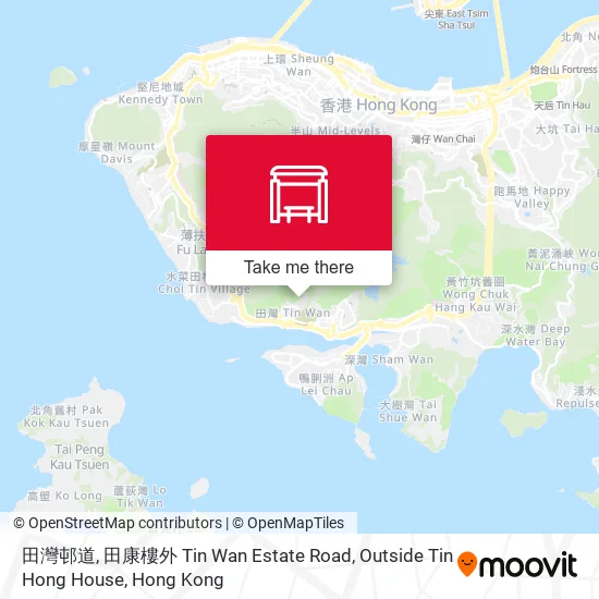 田灣邨道, 田康樓外 Tin Wan Estate Road, Outside Tin Hong House map