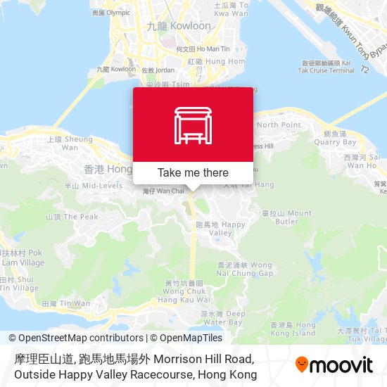 摩理臣山道, 跑馬地馬場外 Morrison Hill Road, Outside Happy Valley Racecourse map