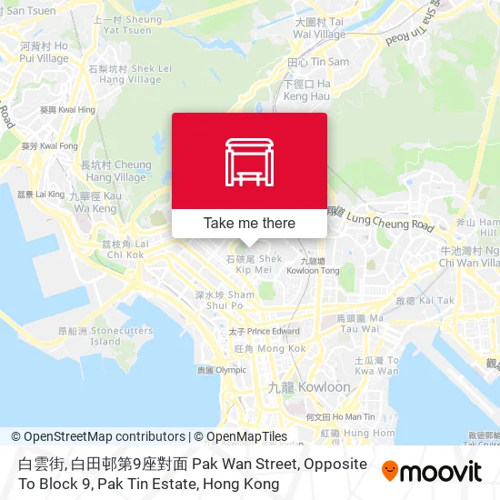 白雲街, 白田邨第9座對面 Pak Wan Street, Opposite To Block 9, Pak Tin Estate map