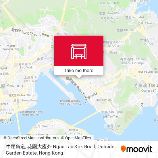 牛頭角道, 花園大廈外 Ngau Tau Kok Road, Outside Garden Estate map