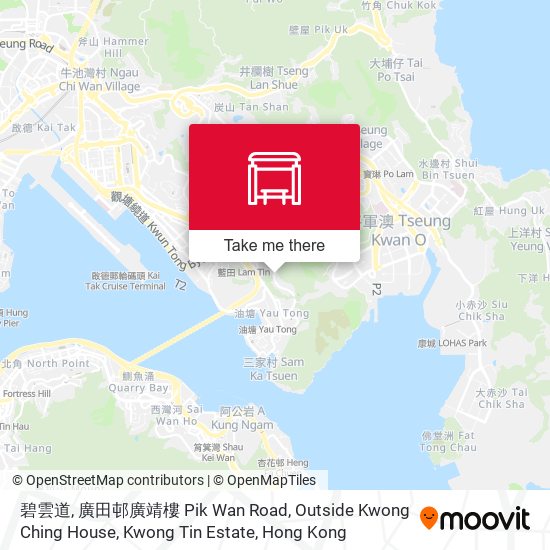 碧雲道, 廣田邨廣靖樓 Pik Wan Road, Outside Kwong Ching House, Kwong Tin Estate map