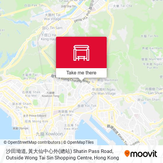 沙田坳道, 黃大仙中心外(總站) Shatin Pass Road, Outside Wong Tai Sin Shopping Centre map