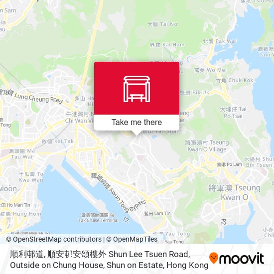 順利邨道, 順安邨安頌樓外 Shun Lee Tsuen Road, Outside on Chung House, Shun on Estate map