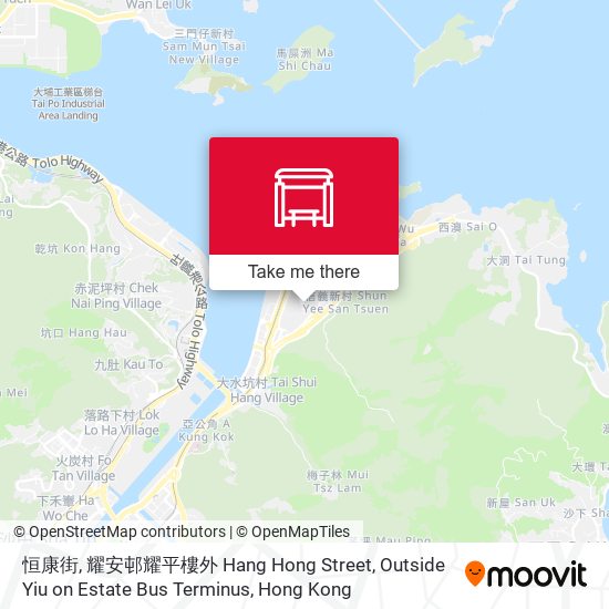 恒康街, 耀安邨耀平樓外 Hang Hong Street, Outside Yiu on Estate Bus Terminus map