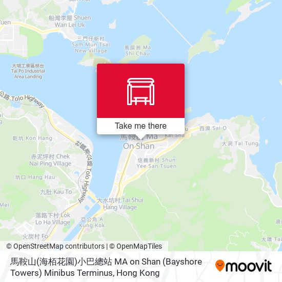 馬鞍山(海栢花園)小巴總站 MA on Shan (Bayshore Towers) Minibus Terminus map
