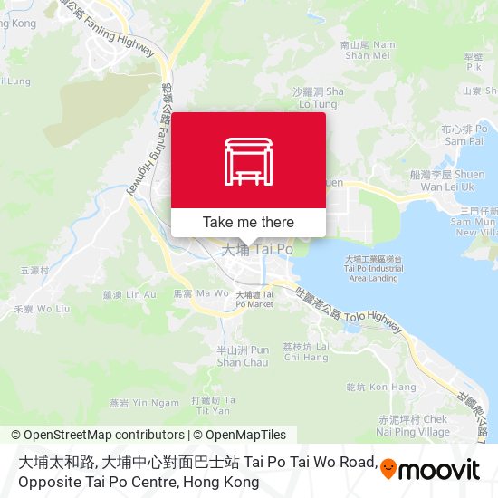 大埔太和路, 大埔中心對面巴士站 Tai Po Tai Wo Road, Opposite Tai Po Centre map