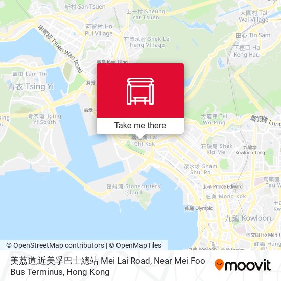 美荔道,近美孚巴士總站 Mei Lai Road, Near Mei Foo Bus Terminus map