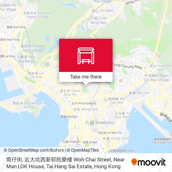 窩仔街, 近大坑西新邨民樂樓 Woh Chai Street, Near Man LOK House, Tai Hang Sai Estate map